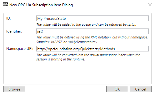 Peakboard Designer - OPC UA data source